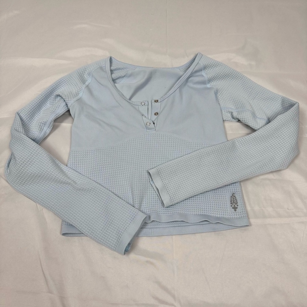 FP Movement by Free People Sky Blue Long Sleeve Top Cutout Back S/M